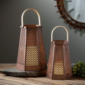 Pierced Metal & Wood Lanterns